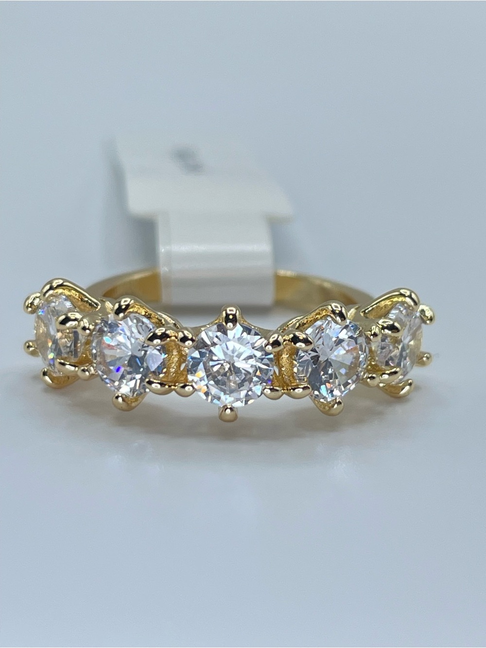 Swarovski Crystal Elements White Crystal Half Eternity Band Ring Sz 6 Glam